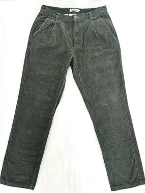 The Bearded Goat Corduroy Pants Men's 34x30 Green Straight Fit 100% Cotton